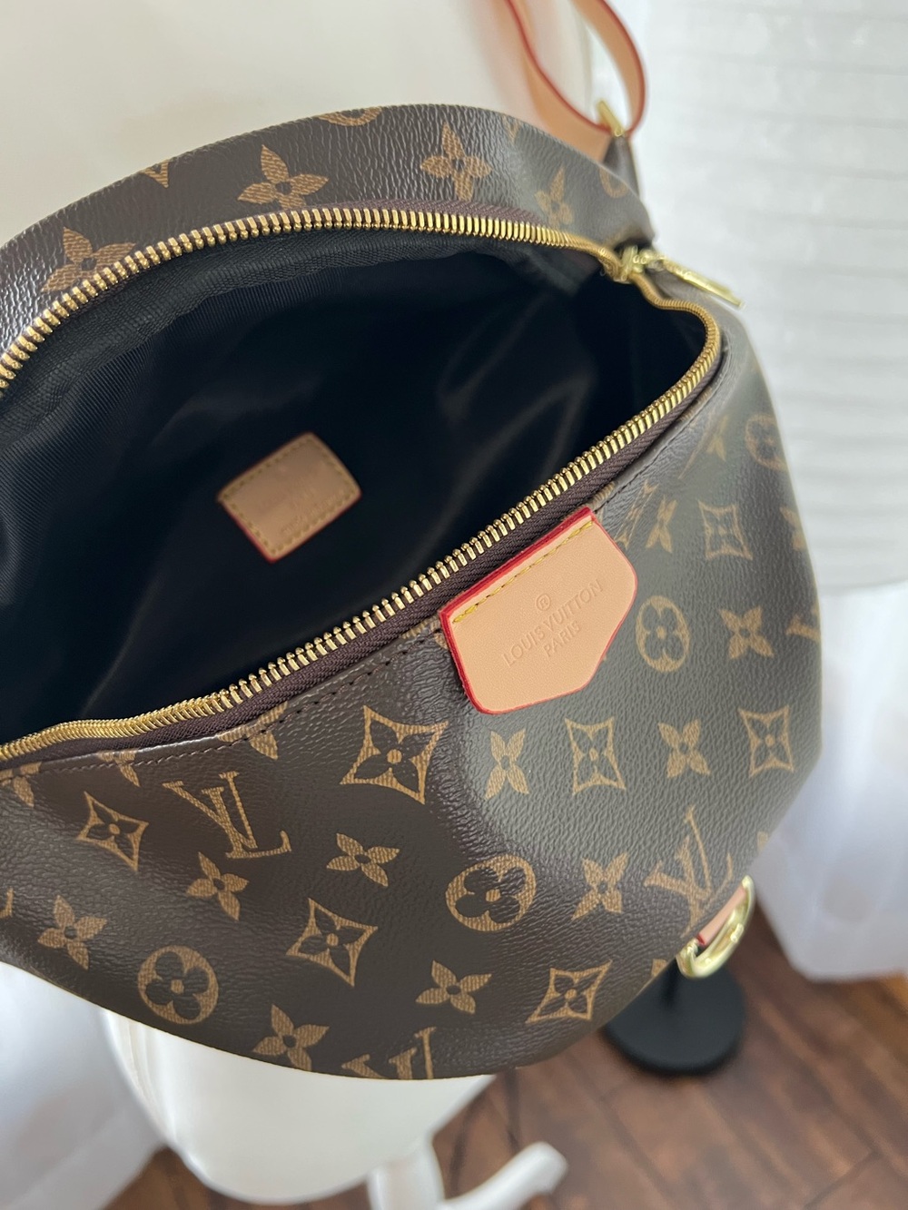 Designer Inspired Monogram Bumbag Belt Bag  Brown and Gold  Convertible - Picture 13 of 16